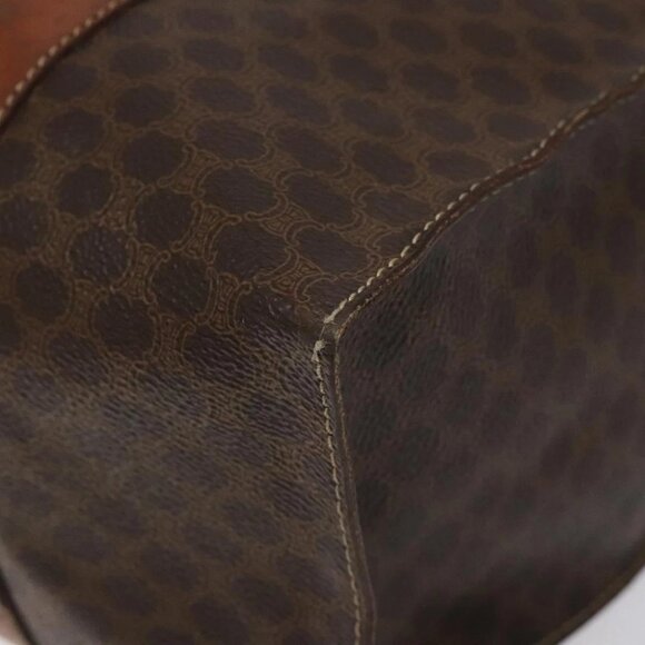 CELINE Macadam Canvas Tote Bag PVC Leather Brown Gold Auth bs24200 - Picture 10 of 14